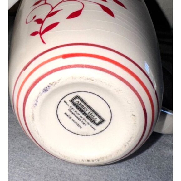 Set Of 2 Ceramic Mugs With Floral & Vine Patterns Red & Multicolor 12 Oz & 16 Oz - Picture 8 of 11